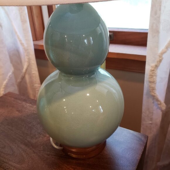 NWT Rare Aqua Color Ralph Lauren Petite Double Gourd Pair of Lamps - Picture 9 of 16